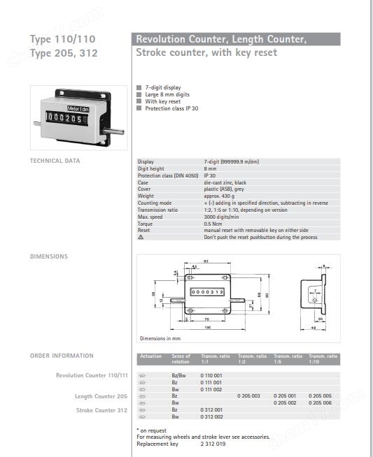 德國(guó)Hengstler(亨士樂(lè))機(jī)械式計(jì)數(shù)器110/111